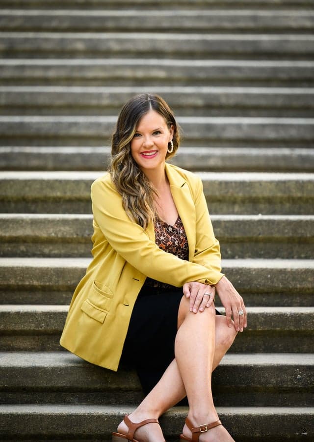 Caroline Skinner at a restaurant — casual professional portrait